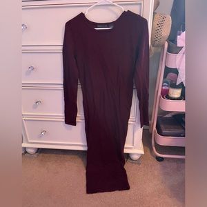 Plain soft red long dress